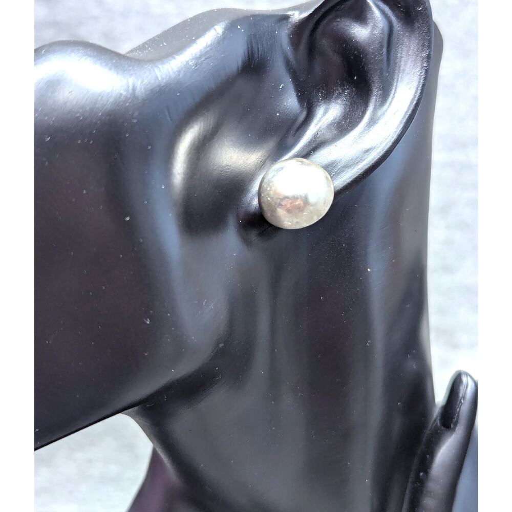Vintage SU Earrings, 925 Sterling Silver, Butterfly Back, Puffy Round, Thailand